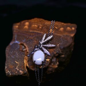 The Fairy Coober Pedy White Opal 3 ct 925 Silver Necklace