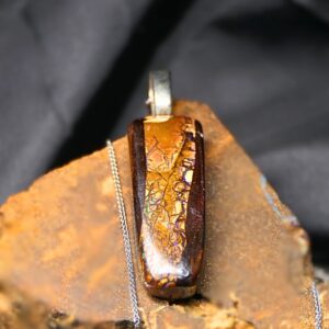 Handsome Queensland Boulder Opal 25.00 ct 925 Silver Necklace