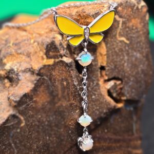 Exquisite Lightning Ridge Crystal Opal 0.60 ct 925 Silver Necklace