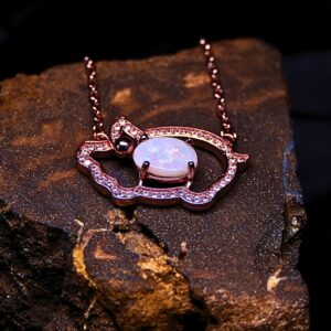 Fetching Lightning Ridge White Opal 0.85 ct Rosegold-plated 925 Silver Necklace