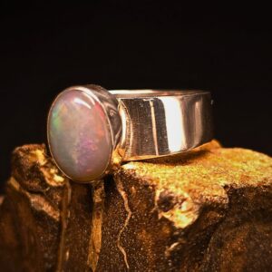 Bespoke Handcrafted One-Off Lightning Ridge Crystal Opal 2.50 ct 925 Silver Men's Ring Size US 11
