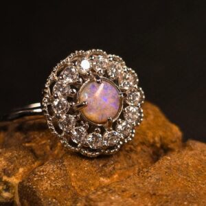 The Spinner Lightning Ridge Crystal Opal 0.40 ct 925 Silver Adjustable Ring Size US 6