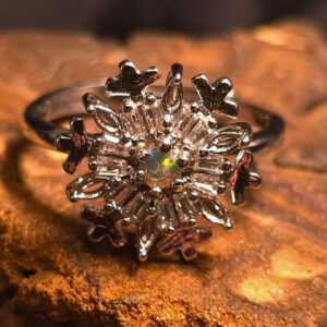 The Spinner Lightning Ridge Crystal Opal 1.50 ct 925 Silver Adjustable Ring Size US 6+1⁄2