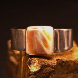 Bespoke Handcrafted One-Off Lightning Ridge White Opal 1.70 ct 925 Silver Men's Ring Size US 12