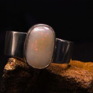 Bespoke Handcrafted One-Off Lightning Ridge White Opal 2.00 ct 925 Silver Men's Ring Size US 10