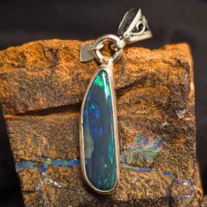 Midnight Sky Lightning Ridge Black Opal 1.75 Ct Handcrafted Custom-made S925 Silver Pendant