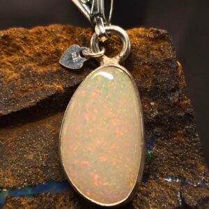 The Pixie Dust Coober Pedy White Opal 5.00 Ct Handcrafted Custom-made S925 Silver Pendant