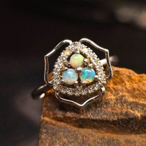 The Pirouette Spinner Lightning Ridge Crystal Opal 0.50 Ct S925 Silver Adjustable Ring Size US 6