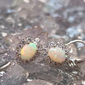The "Ice Queen" Lightning Ridge Crystal Opal 1.70 Ct 925 Silver Hook Earrings