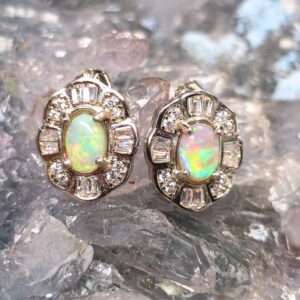 The "Northern Sky" Lightning Ridge Crystal Opal 1.60 Ct 925 Silver Stud Earrings