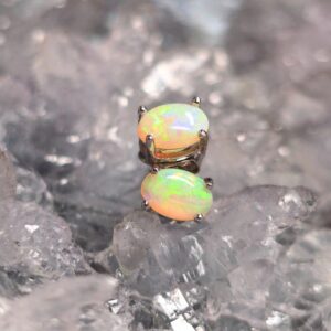 "Elioris Selenova" Lightning Ridge Crystal Opal 0.80 Ct 925 Silver Stud Earrings