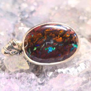 The "Lodestar Core" Queensland Boulder Opal 20.00 Ct Custom-made Handmade 925 Silver Pendant
