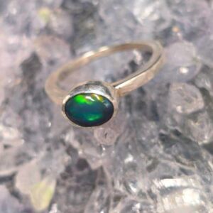 The "Odin’s Mark" Lightning Ridge Black Opal 1.00 Ct Custom-made Hand-made 925 Silver Ring US 7+1⁄4