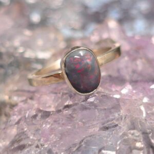 The "Vena Aeternum" Lightning Ridge Black Opal 1.00 Ct Custom-made Handmade 925 Silver Ring Size US 6+1⁄4