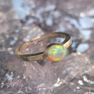 The "Gaian Realm" Lightning Ridge Crystal Opal 0.75 Ct Handmade Custom-Made 925 Silver Ring Size US 6+1⁄4
