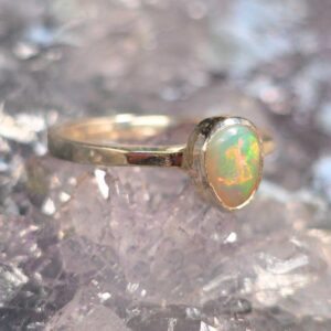 The "Sylvara Haze" Ligthning Ridge Crystal Opal 0.60 Ct Custom-made Handmade 925 Silver Children's Ring Size US 4+1⁄2