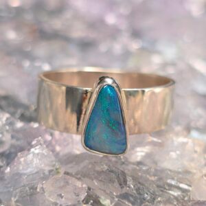 The "Blue Triangle" Lightning Ridge Dark Opal 1.25 Ct Handcrafted One-Off 925 Silver Men's Ring US 14