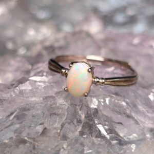 "Eryndra Sunflare" Coober Pedy White Opal 0.90 Ct 925 Silver Ring Size US 6