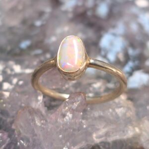 The "Snow Peak" Lightning Ridge White Opal 0.75 Ct Handcrafted One-Off 925 Silver Ring US 5+3⁄4
