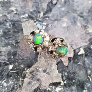 "Suhana Élise" Lightning Ridge Dark Crystal Opal 0.60 Ct 925 Silver Stud Earrings