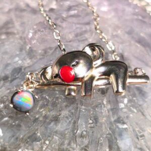 The "Sleeping Baby Koala" Lightning Ridge Dark Opal 0.30 Ct 925 Silver Necklace