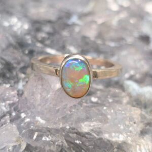 Bespoke Custom-made "Luminara Selene" Ligthning Ridge Crystal Opal 1.20 Ct 925 Silver Ring Size US 7