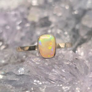 "Sunkissed Coral" Lightning Ridge Crystal Opal Bespoke Custom-made 1.5 Ct 925 Silver Ring Size US 7+3⁄4