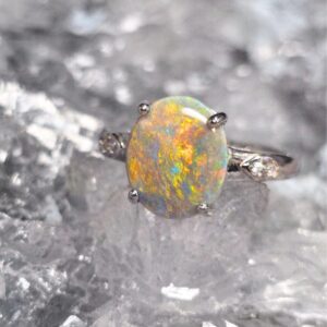 "Nyssara Véora" Lightning Ridge Dark Opal 1.50ct 925 Silver Adjustable Ring Size US 6