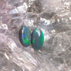 "Nera and Phos" Lightning Ridge Pair of Black Opals 0.70ct