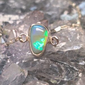 Azvoria Lightning Ridge Dark Opal 1.30ct 925 Silver Custom made Handmade Bracelet