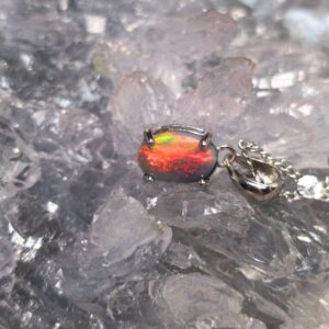 "Gracious" Lightning Ridge Dark Opal 0.85ct 925 Silver Necklace