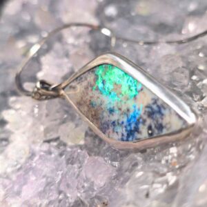 "Emblem of Alue" Andamooka Matrix Opal 20.00ct 925 Silver Custom-made Handmade Necklace