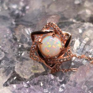 "Eliovana" Coober Pedy White Opal 1.50ct Rosegold plated 925 Silver Necklace