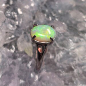 "Gloire et Jeunesse" Lightning Ridge Crystal Opal 2.50ct 925 Silver Adjustable Ring Size US 7