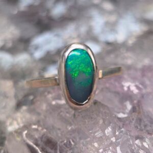 Sahayenraja Lightning Ridge Dark Opal 1.00ct 925 Silver Custom made Handmade Toe Ring Size US 1