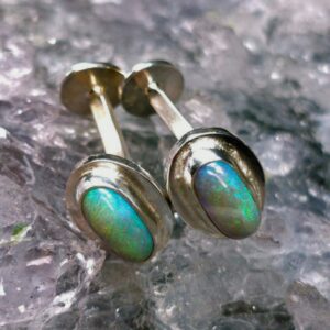 Arden Vale Lightning Ridge White Opal 4.00ct 925 Silver Handmade Custom-made Cufflinks