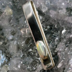 Brennar Lightning Ridge White Opal 1.40ct in 925 Silver Handmade Custom-made Men's Tie Clip, Tie Bar