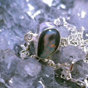 Orilisse Lightning Ridge Black Opal 1.00ct Custom-made Handmade 925 Silver Bracelet