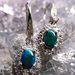 Femme Fatale Lightning Ridge Black Opal 1.00ct 925 Silver Hook Earrings