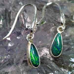 'Luna Myst' Lightning Ridge Natural Black Opal 1.20ct 925 Silver Custom-made Hook Earrings