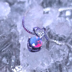 Elvara Lightning Ridge Black Opal 0.50ct 925 Silver Necklace