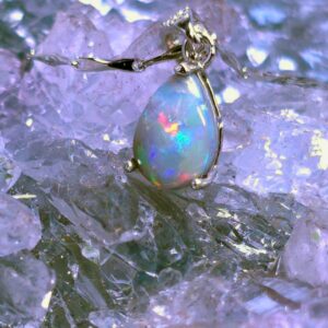 Nyara of the Veiled Flame Lightning Ridge Dark Opal 0.80ct 925 Silver Necklace