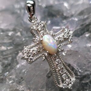 Elzara Myrienne Coober Pedy White Opal 0.55ct 925 Silver Pendant