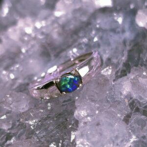 Selvra Nocturne Lightning Ridge Black opal 0.25ct 925 Silver Adjustable Ring Size US 7+1⁄4