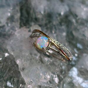 Circa Vessela Lightning Ridge White Opal 0.40ct 925 Silver Adjustable Ring Size US 6+1⁄2