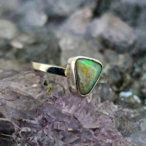 Pure Heart Lightning Ridge White Opal 0.65ct 925 Silver Handmade Custom-made Children's Ring Size US 3