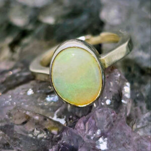 Custom-made "Tinkerloop" Lightning Ridge White Opal 1.50ct in 925 Silver Adjustable Children's Ring Size US 2+3⁄4