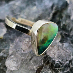 Custom-made "Tilly Pixi" Lightning Ridge White Opal 2.00ct in 925 Silver Children's Adjustable Ring US 3+1⁄4