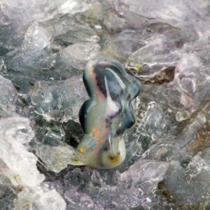 Zephyra Lightning Ridge Dark Opal 11.60ct Picture Stone Carving