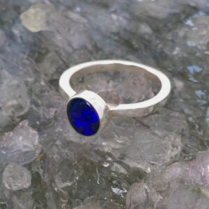 Glamourama Lightning Ridge Black Opal 1.00ct Handmade S925 Silver Ring Size US 7.75